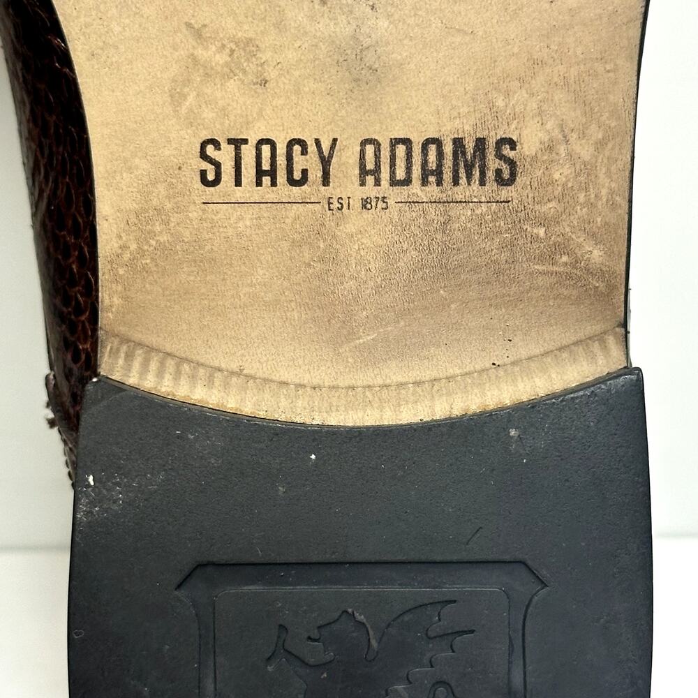X EUC Stacy Adams Brown Snakeskin Cap Toe Derby Exotic Men's 10.5 D - Picture 11 of 12